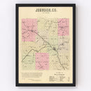 Vintage Map of Johnson County, Nebraska 1885