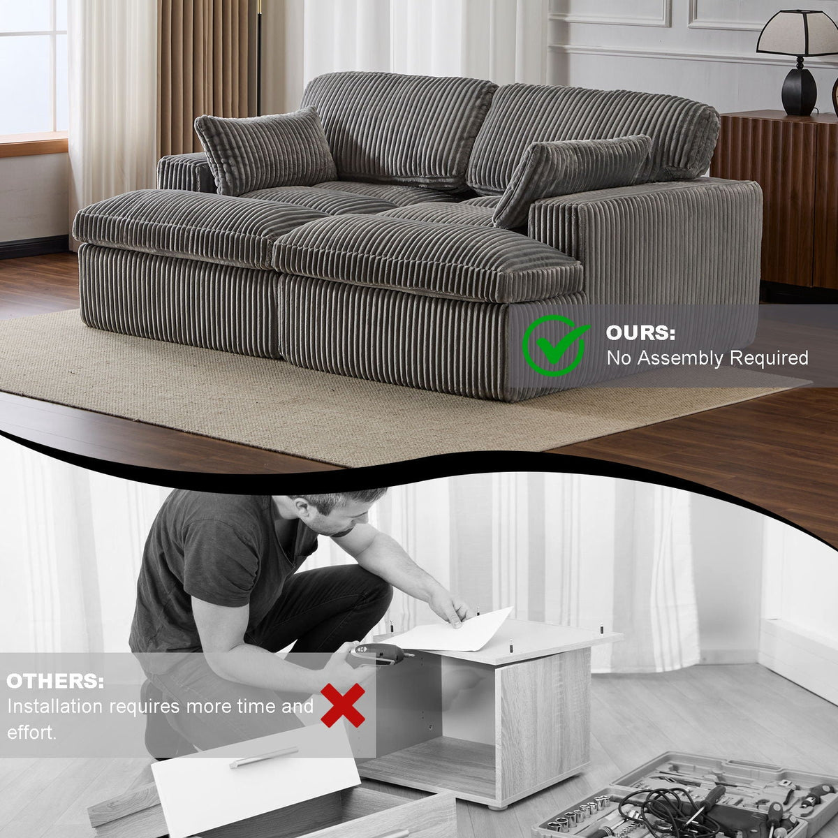 Double Chaise Lounge Chair, Oversized Upholstered Sleeper Cloud Couch, photo 29 of 40