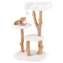 44 Inch Solid Wood Cat Tree with Perch and Natural Jute Scratching Posts-White