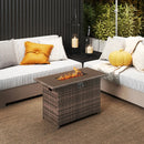 44.5 Inch Propane Fire Pit Table Rattan Gas 2-in-1 with Stainless Steel Burner by LJGDeals