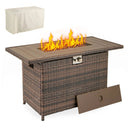 44.5 Inch Propane Fire Pit Table Rattan Gas 2-in-1 with Stainless Steel Burner by LJGDeals