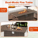 44.5 Inch Propane Fire Pit Table Rattan Gas 2-in-1 with Stainless Steel Burner by LJGDeals
