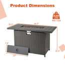 44.5 Inch Propane Fire Pit Table Rattan Gas 2-in-1 with Stainless Steel Burner