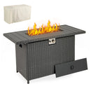 44.5 Inch Propane Fire Pit Table Rattan Gas 2-in-1 with Stainless Steel Burner by LJGDeals
