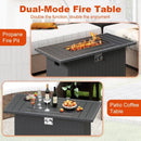 44.5 Inch Propane Fire Pit Table Rattan Gas 2-in-1 with Stainless Steel Burner by LJGDeals