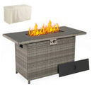 44.5 Inch Propane Fire Pit Table Rattan Gas 2-in-1 with Stainless Steel Burner by LJGDeals