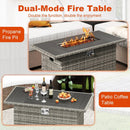 44.5 Inch Propane Fire Pit Table Rattan Gas 2-in-1 with Stainless Steel Burner by LJGDeals