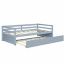 Twin Size Wooden Slat Trundle Platform-Dark Brown by DirectDeals