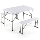 44" Folding Picnic Table Set with 2 Benches HDPE by LJGDeals