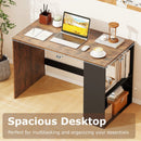 44 Inch Wooden Computer Desk with Bookshelf for Small Space by LJGDeals