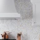 White Gray 12x13 Honed Herringbone Calacatta Gold Marble Mosaic Tile (5 pack, 5.29 sq ft/case)