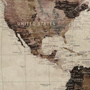 Custom Push Pin World Map Wall Canvas Print – Personalized