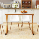 44 Inches Sintered Stone Dining Table with Metal Frame and Faux Marble Tabletop-White by LJGDeals