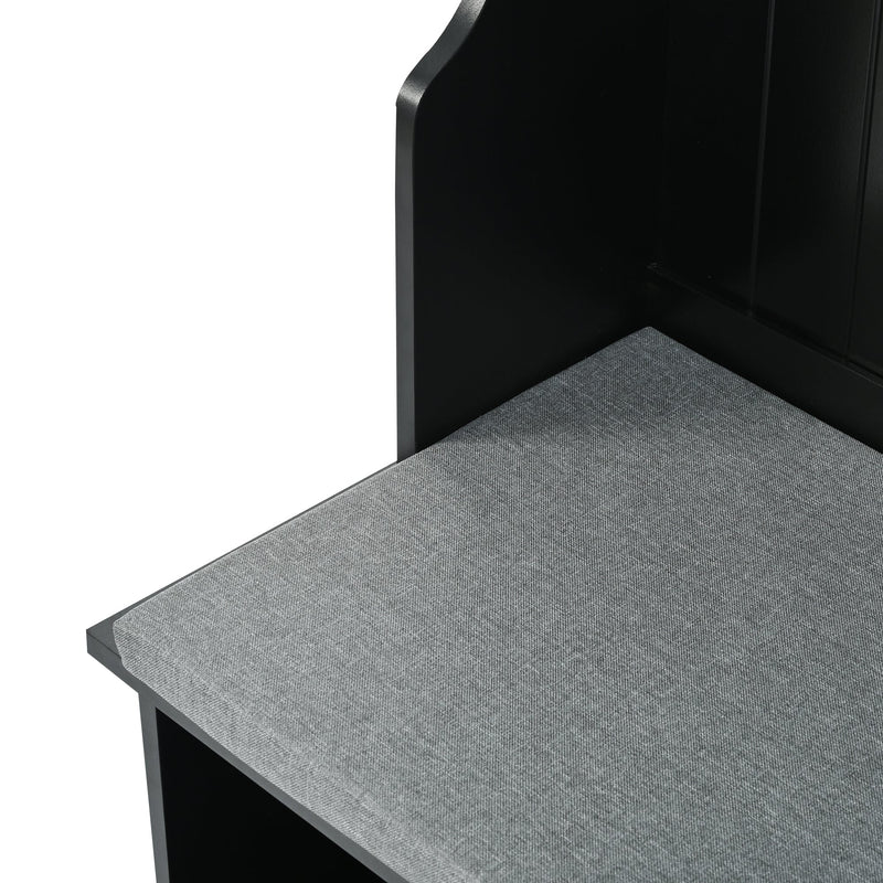 4-in-1 Entryway Bench with Coat Rack, Cushion and 4 Sturdy Hooks, 47.2" Wide Hall Tree with Storage Bench for Hallway, Entryway, Living Room