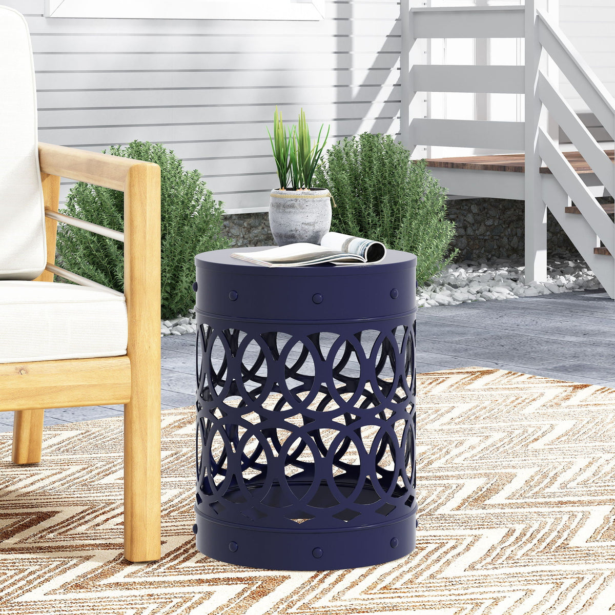 Outdoor Metal Large End Table, Modern Design, photo 13 of 40