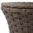 5 Pieces Outdoor Patio Furniture Set with Pet House Cool Bar and Retractable Side Tray, Rattan Wicker Patio Swivel Rocking Chairs Set of 2 with Ottomans for Backyard, Porch, Balcony, Beige