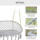 2-Person Hammock Chair Macrame Swing with Soft Cushion, Hanging Cotton Rope Chair for Indoor Outdoor Home Patio Backyard, Grey