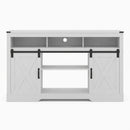Farmhouse TV Stand With Sliding Barn Doors & Adjustable Storage