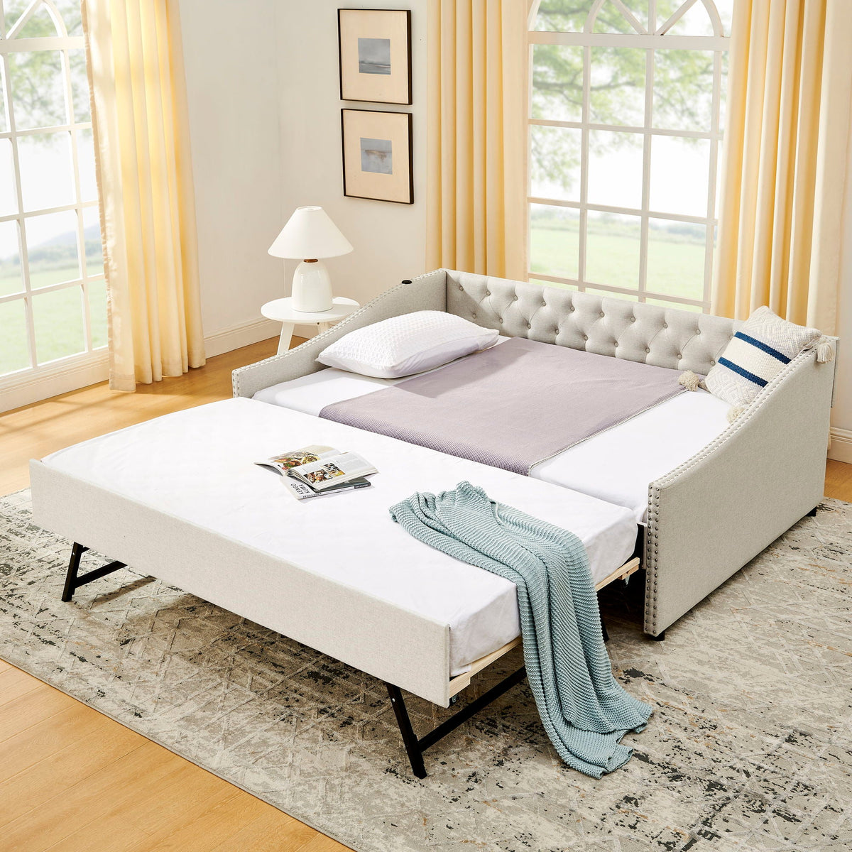Upholstered Daybed With USB Charging & Pull Out Bed, photo 18 of 40