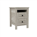 3-Pieces Bedroom Set Queen Size Farmhouse Platform Bed with Storage Headboard and Charging Station
