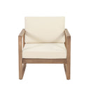 Outdoor Acacia Wood Patio Club Chair, Wood Patio Furniture, Waterproof Thick Cushion Deep Seating For Porch - Brown Wash / Beige