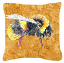 Bee on Gold Decorative Throw Pillow 14x14 Indoor Outdoor Accent Cushion, Fabric Cover with Insert for Sofa, Bed, Porch & Living Room