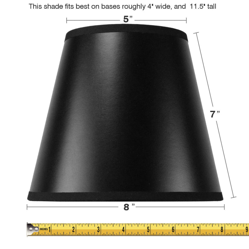 8"W x 7"H Black CLIP ON Empire Hard Back Lampshade with Gold Lining