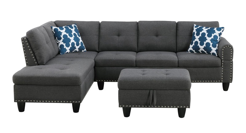 Walker Edison | Classic Modern 98" Left Hand Facing Sofa & Chaise with Ottoman