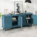 4 Door Cabinet, Large Storage For Living Room - Blue