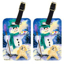 Snowman with Golden Retriever Luggage Tag