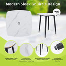 Modern Outdoor Patio Bar Set, Rounded Square Table & Bar Chairs, Non Rust Frame, Tapered Legs, Sunbrella Cushion