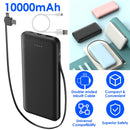 10000mAh Power Bank Portable Phone Charger External Battery Pack with LT & Type-C Double-ended Cable Type-C USB Cable Fit For IOSPhone 14 Android And