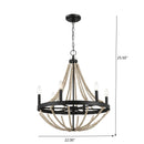 Starry - Chandelier 6 Candle Light Wood Beaded Pendant Light For Dining Room - Black / Clear by HouseOfZazla