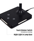 Brilli 21"H Charge Up Circadian LED Desk Lamp (Set of 2), Black Finish with Touch Switch, Night Light on Base