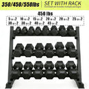 Rovix 450-Pounds Rubber Hex Dumbbell Set With Rack (SAK90714) by SAKSBY WHOLESALE