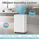 4500 Sq.Ft 54 Pints Dehumidifier with Drain Hose for Home-White by LJGDeals