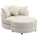 360° Swivel Accent Barrel Chair With Storage Ottoman & 4 Pillows, Modern Leisure Chair Round Accent For Living Room by HouseOfZazla