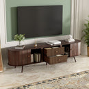 70" TV Stand With Tambour Doors And Fluted Drawers - Dark Brown by HouseOfZazla