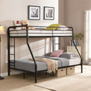 Modern Twin Over Full Metal Bunk Bed With Trundle And Dual Side Ladder And Metal Design - Black / Brown by HouseOfZazla