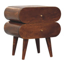Solid Wood Bubble Chestnut Nightstand, 2-Drawer, Nordic Legs