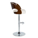 Pino - Mid-Century Modern Adjustable Barstool With Swivel With Rounded T Footrest (Set of 2) - Chrome / Cherry / White by HouseOfZazla