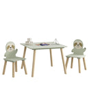 Sloth Themed Table And Chair Set With 2 Cute Animal Chairs - Natural Wood / Sage Green by HouseOfZazla