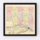Vintage Map of Platte County, Nebraska 1885