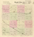 Vintage Map of Clay County, Nebraska 1885