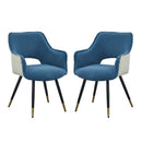 Side Chair, Living Room Bedroom Kitchen Vanity Accent Chair (Set of 2) - Blue by HouseOfZazla