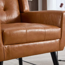 Modern Soft Leather Material Ergonomics Accent Chair Living Room Chair Bedroom Chair Home Chair With Black Legs For Indoor Home-Light Brown PU
