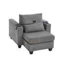 Convertible Chaise Lounge Sofa Chair With USB Ports, Cup Holders, Phone Holder And Storage by HouseOfZazla