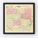 Vintage Map of Valley County, Nebraska 1885