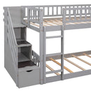 Twin Over Twin Bunk Stairway Bed With 2 Drawers And Slide - Gray by HouseOfZazla