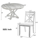 Dining Set With Extendable Round Table And 4 Upholstered Chairs